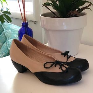 Anthropologie All Black Wingtip Shoes Size 39